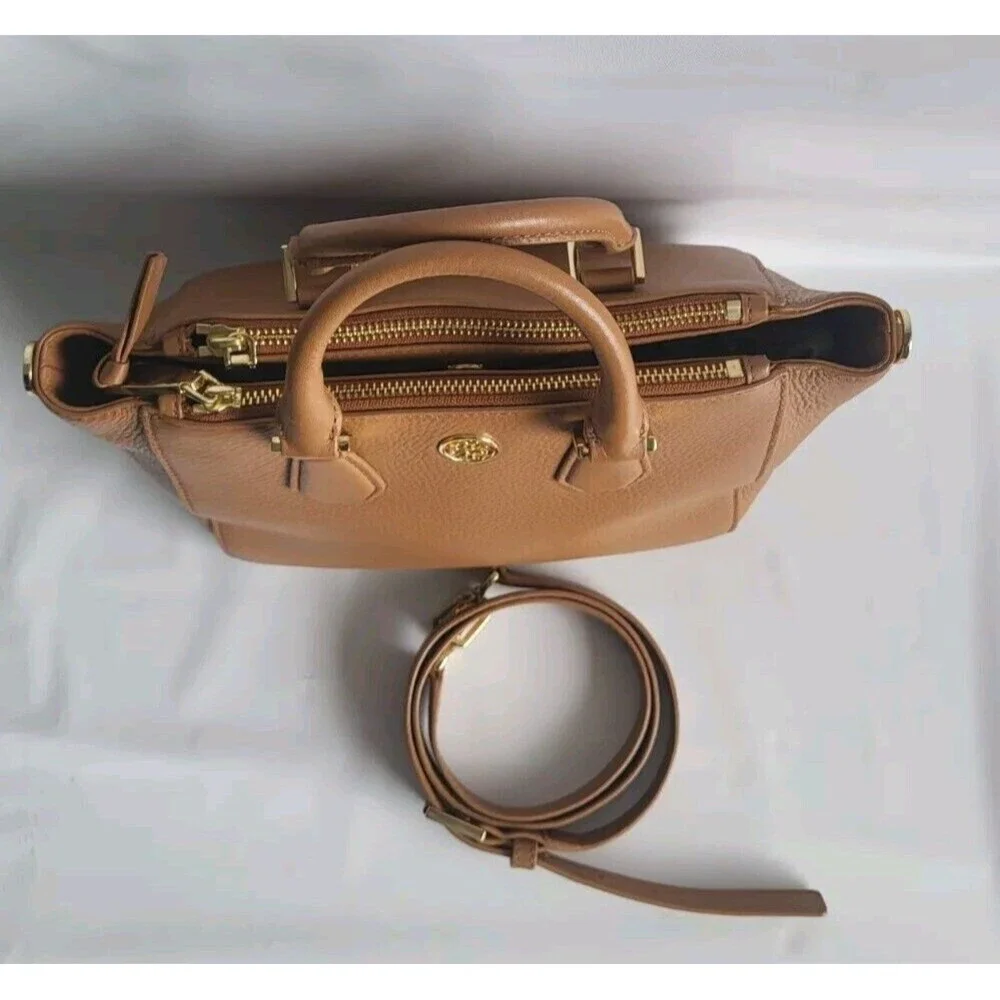 Tory Burch Cognac Pebbled Leather Mini Satchel with Strap